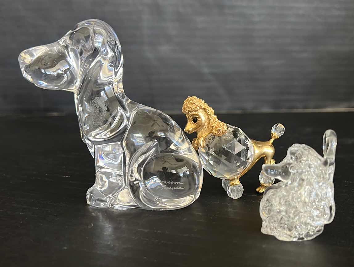 Photo 1 of CRYSTAL BASSETT HOUND AND POODLE LOT 3 3.5”