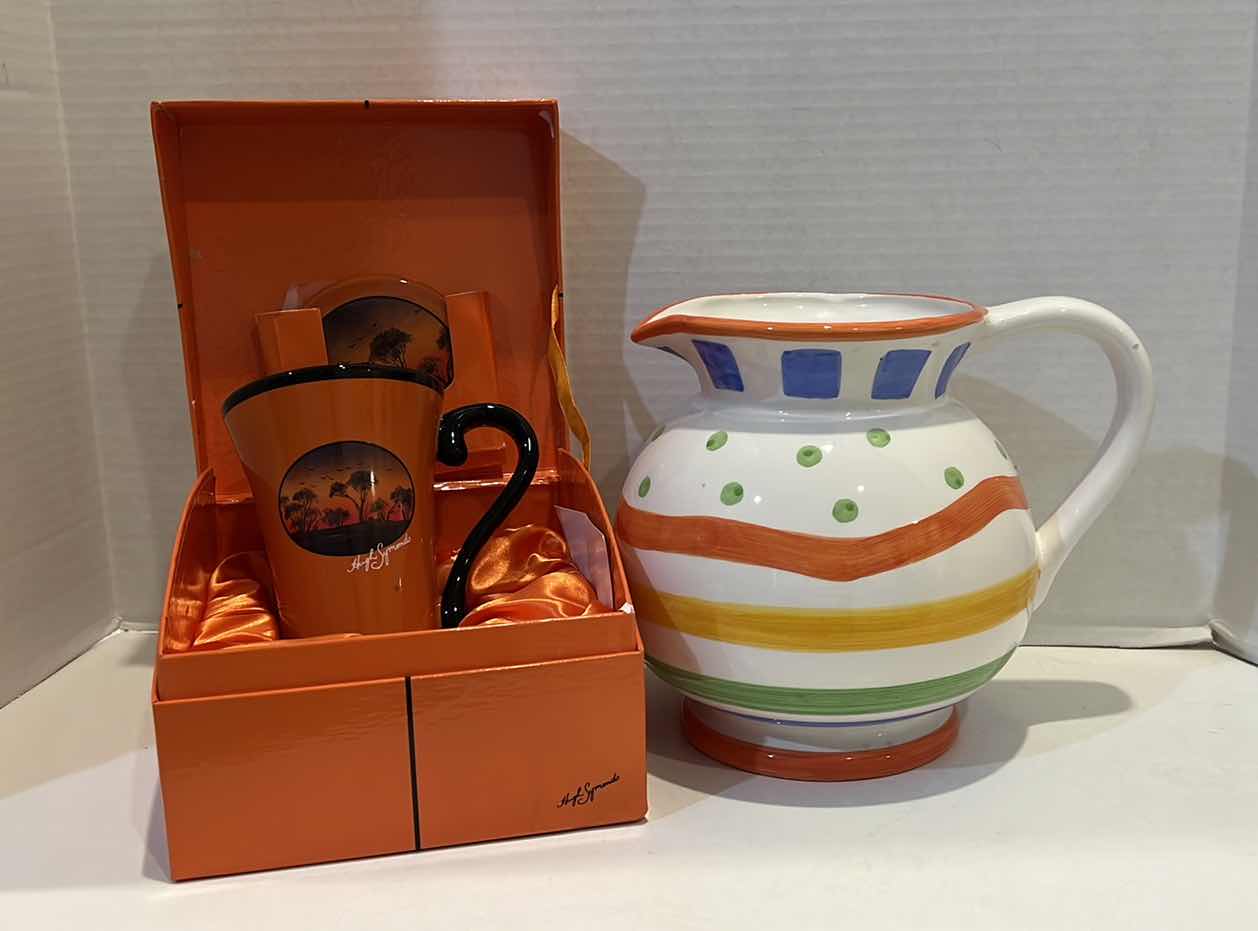 Photo 1 of CERAMIC PITCHER AND HUGH SYMONDS MUG 