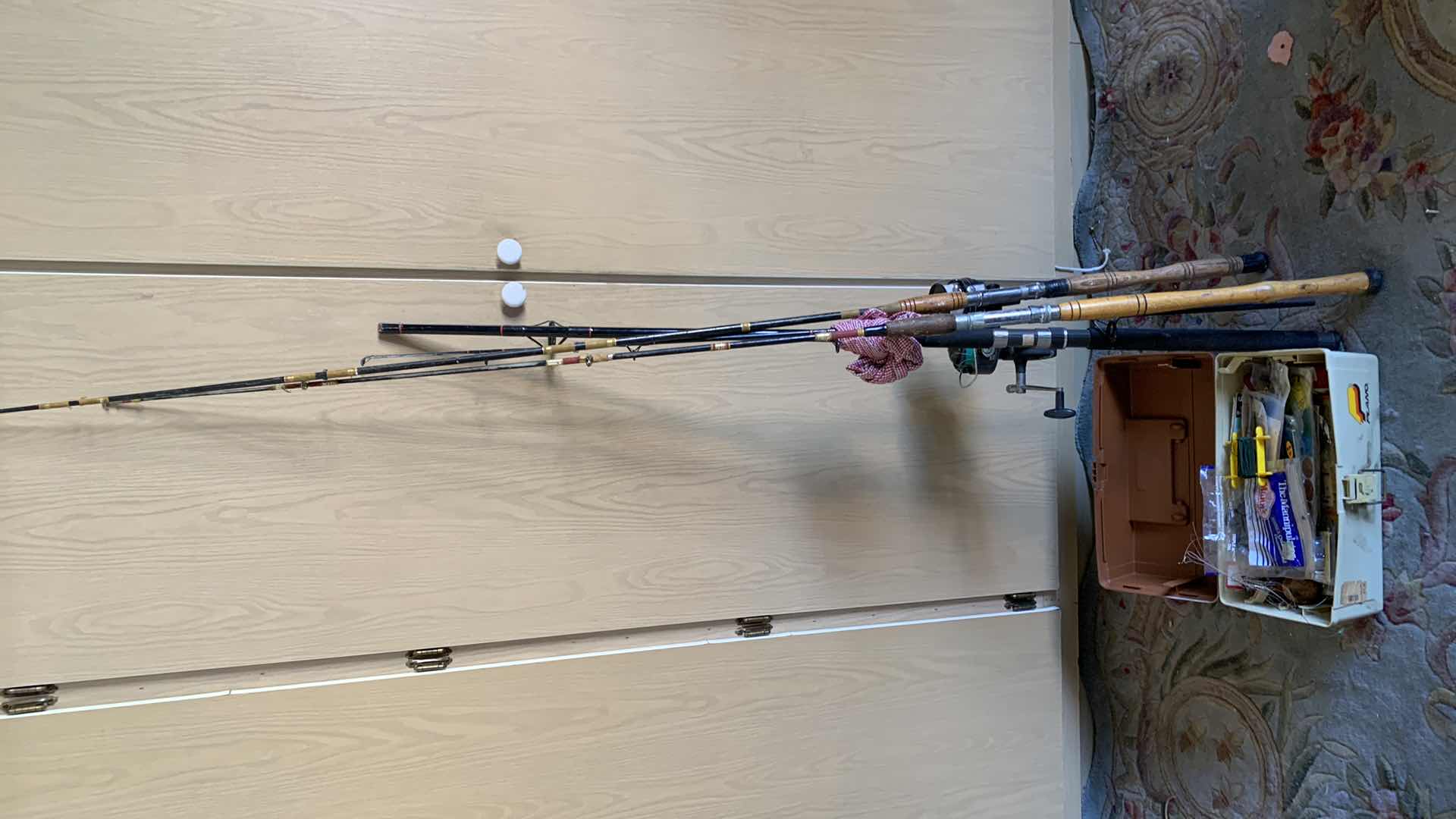 Photo 1 of TACKLE BOX, FISHING RODS,REELS AND SCISSORS