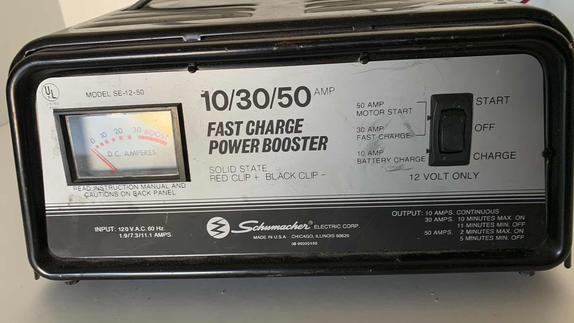 Photo 1 of SCHUMACHER 10/30/50 AMP AUTOMOBILE BATTERY FAST CHARGER