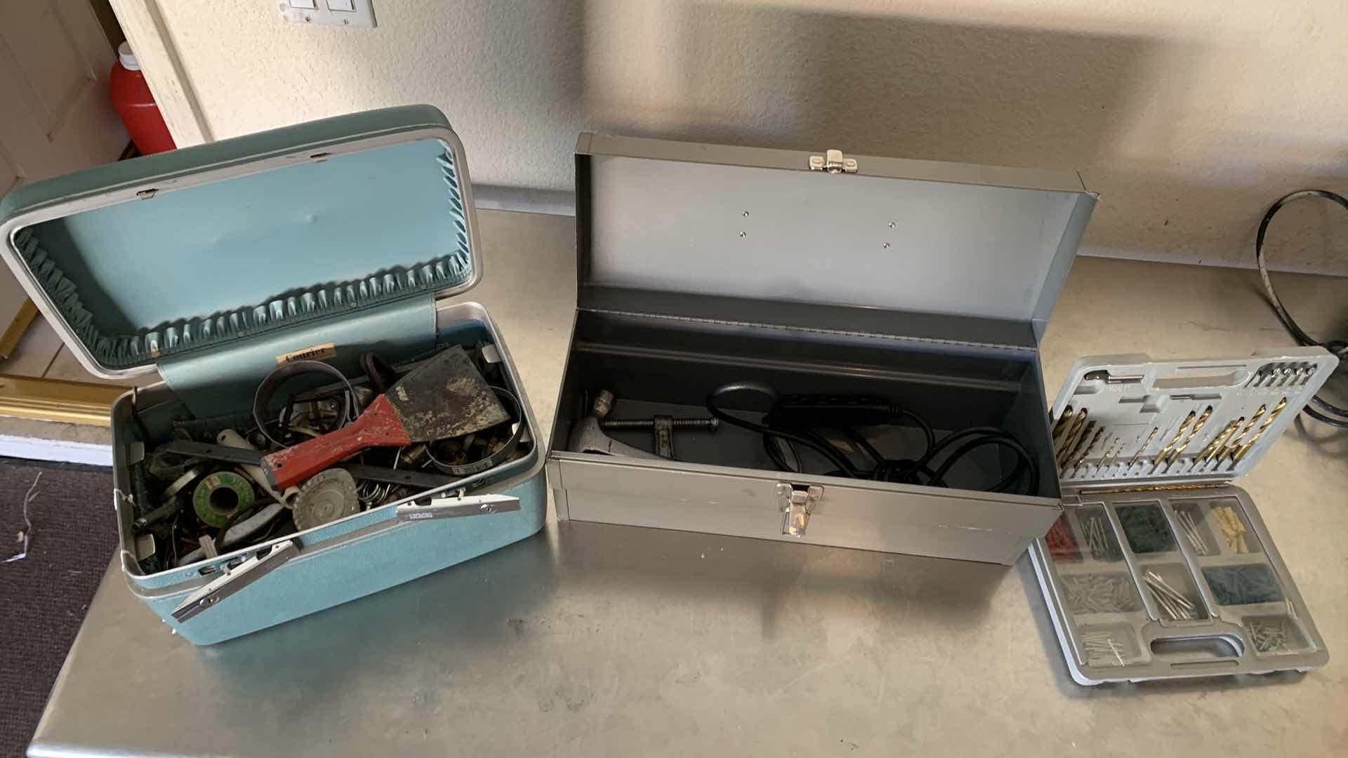Photo 1 of TOOL BOXES WITH ASSORTED TOOLS, DRILL BITS, HAMMERS ETC