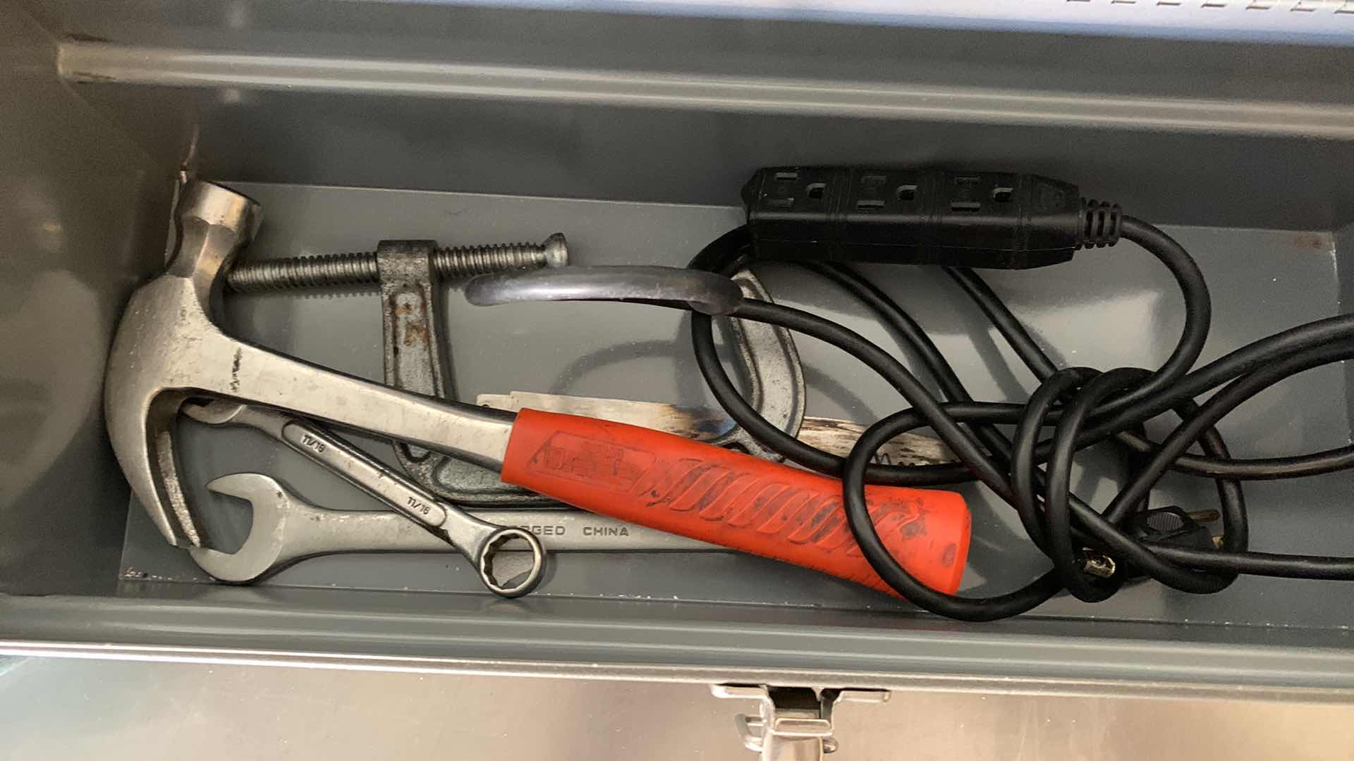 Photo 3 of TOOL BOXES WITH ASSORTED TOOLS, DRILL BITS, HAMMERS ETC