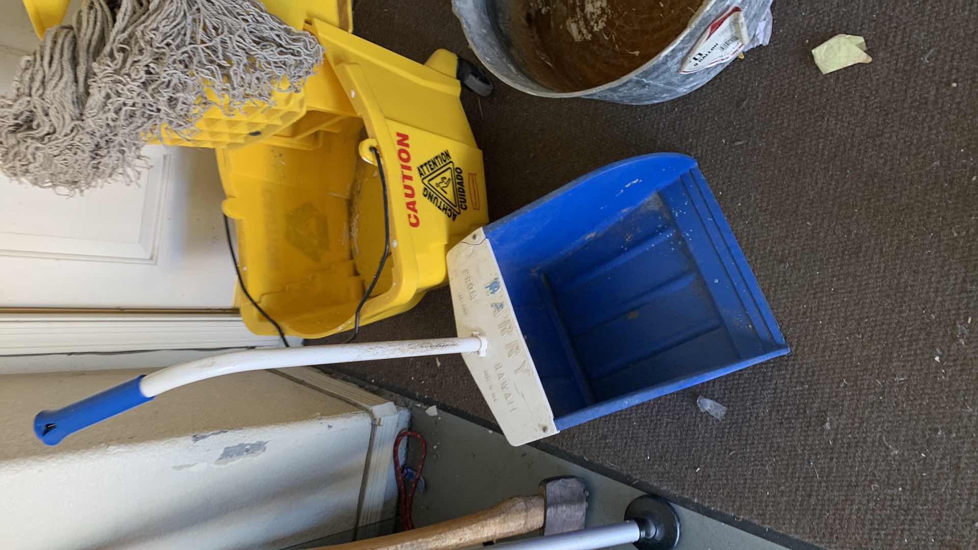 Photo 1 of ASSORTED CLEANING TOOLS, MOP AND BUCKETS.