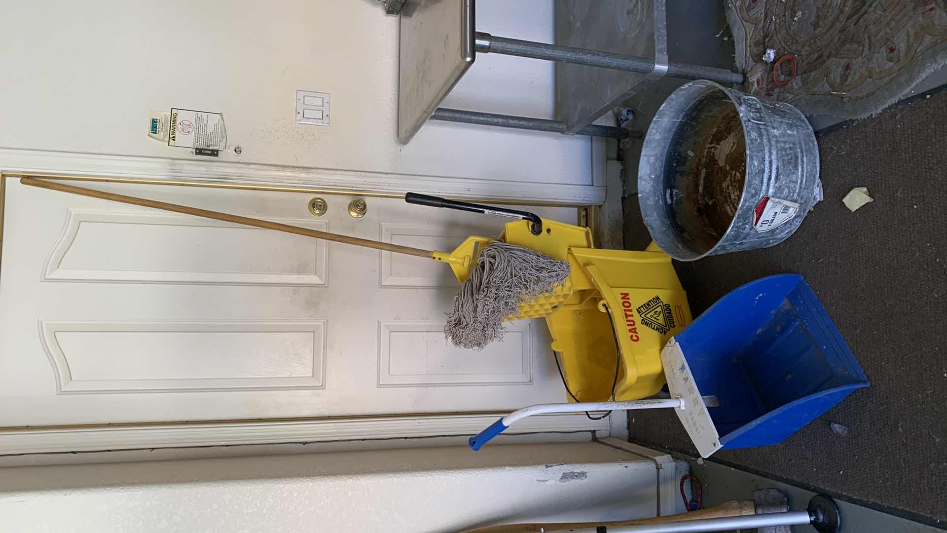 Photo 1 of ASSORTED CLEANING TOOLS, MOP AND BUCKETS.
