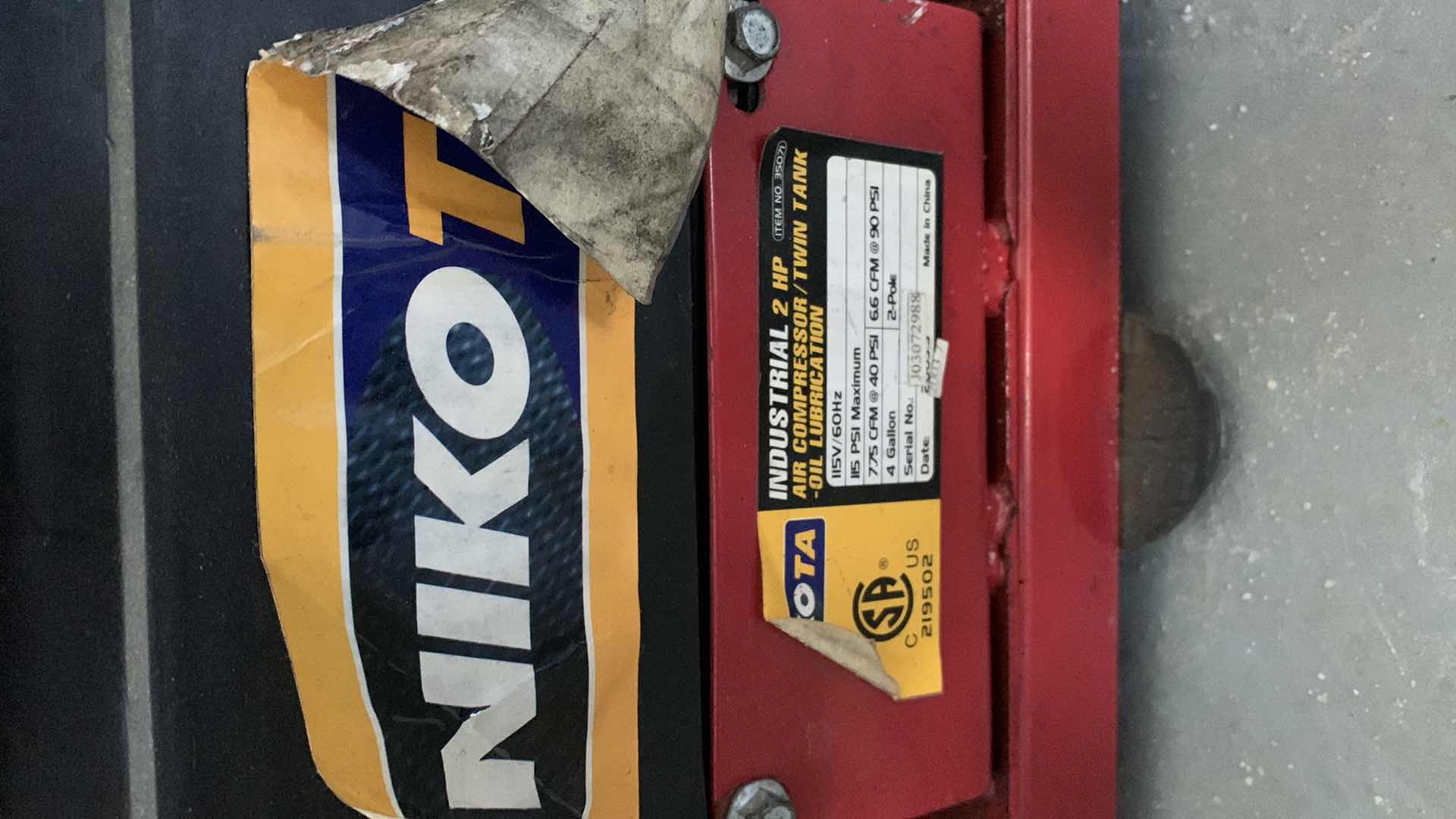 Photo 1 of NIKOTA 2HP INDUSTRIAL AIR COMPRESSOR