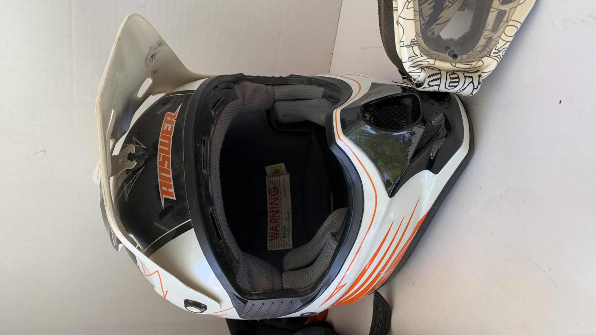 Photo 1 of ANSWER NOVA FULL FACE DIRT BIKE/MOTORCYCLE HELMET SIZE SMALL, FLY RACING GLOVES AND GOGGLES