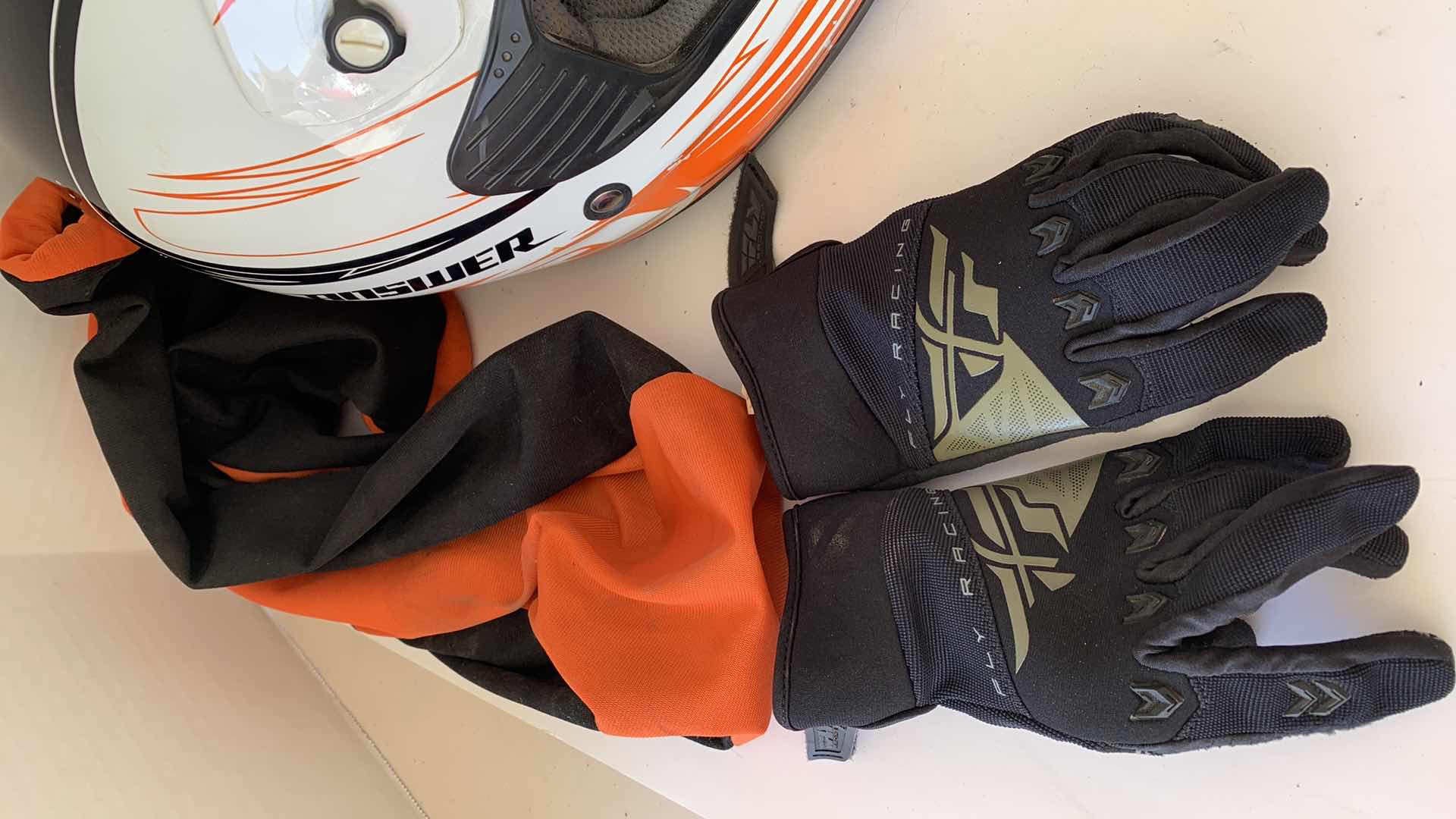 Photo 1 of ANSWER NOVA FULL FACE DIRT BIKE/MOTORCYCLE HELMET SIZE SMALL, FLY RACING GLOVES AND GOGGLES
