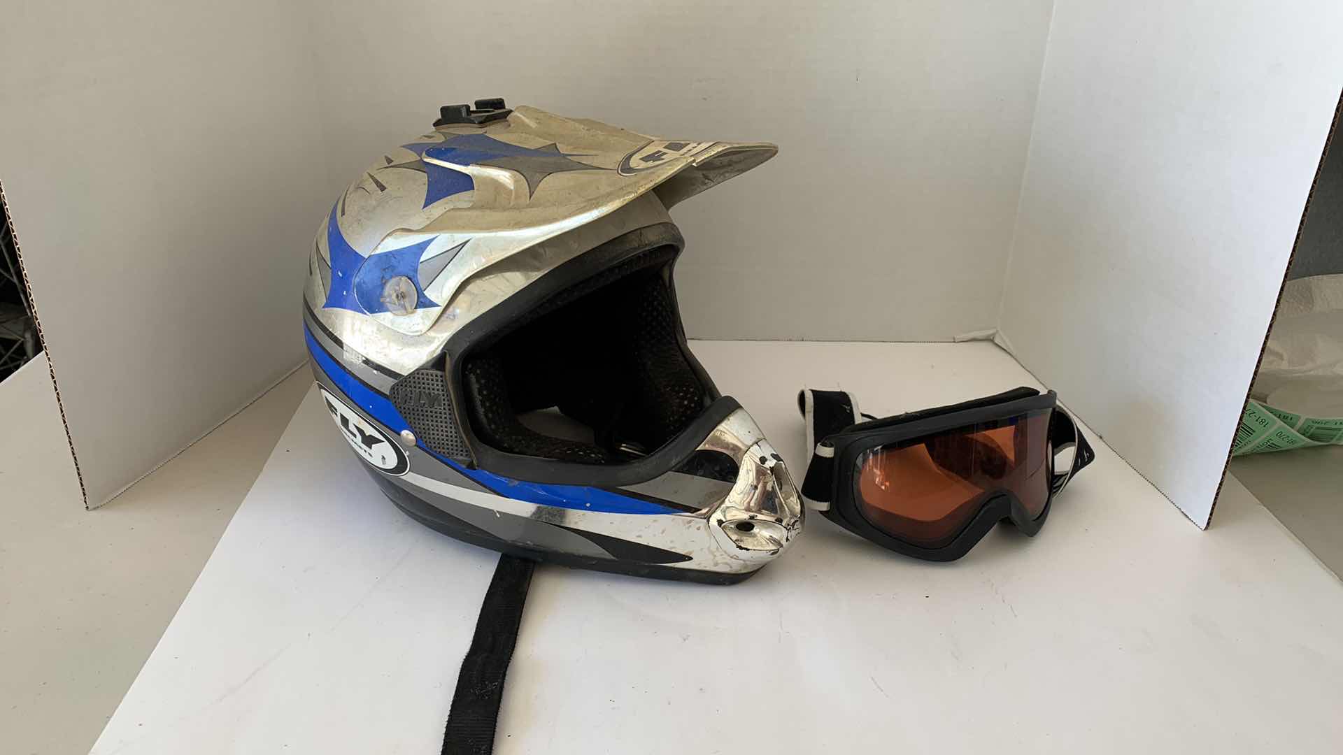 Photo 1 of FLY DIRT BIKE/MOTORCYCLE HELMET. SIZE S AND GOGGLES