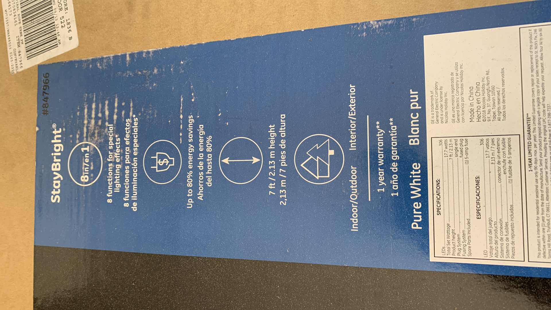 Photo 1 of GENERAL ELECTRIC 7 FOOT TALL 306 LED MOTION SPIRAL ROPE LIGHT CHRISTMAS TREE