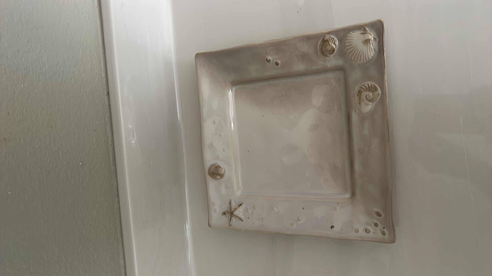 Photo 3 of HOME DECOR -  PORCELAIN SWAN FIGURINES H 16” AND OCEAN THEMED DISH