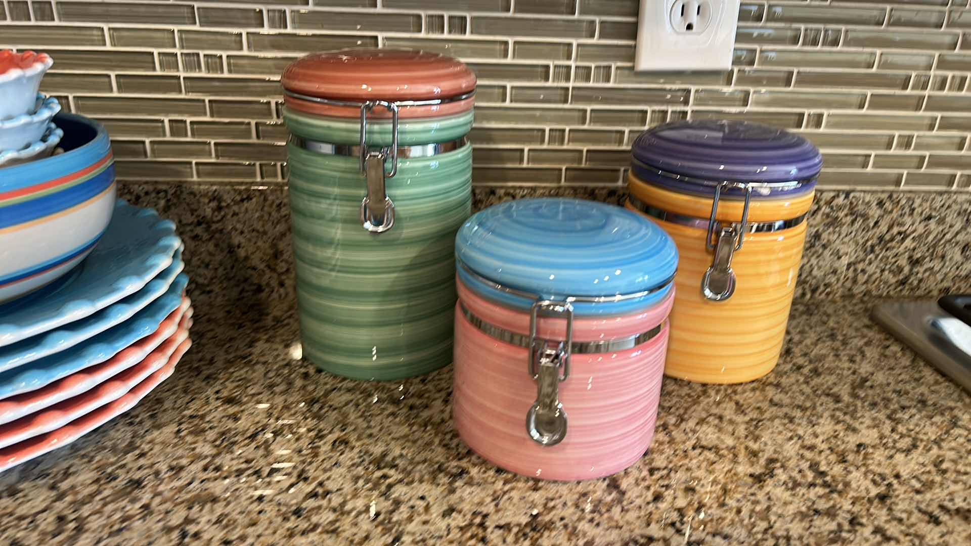 Photo 6 of 14 PCS-COLORFUL CERAMIC DISHES AND CANISTER SET