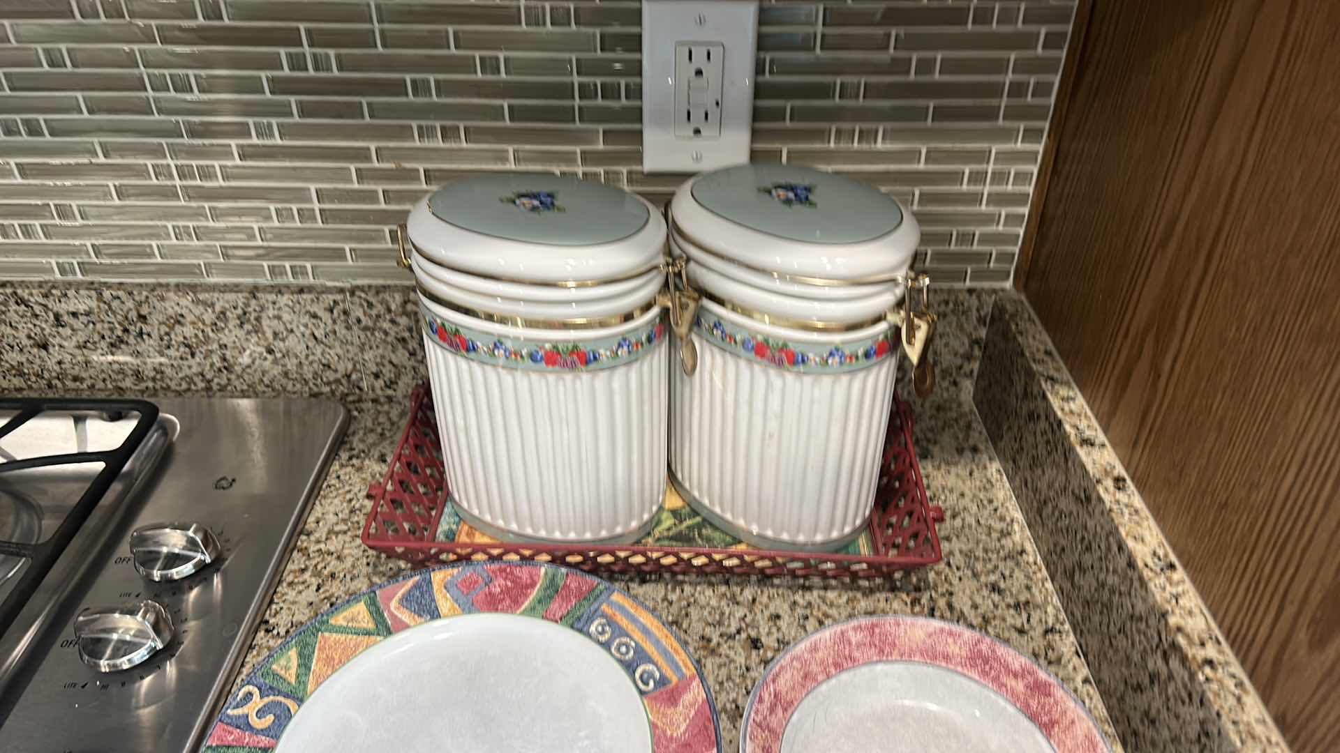 Photo 1 of CONTENTS OF KITCHEN CABINET AND COUNTERTOP DISHES AND GLASSWARE