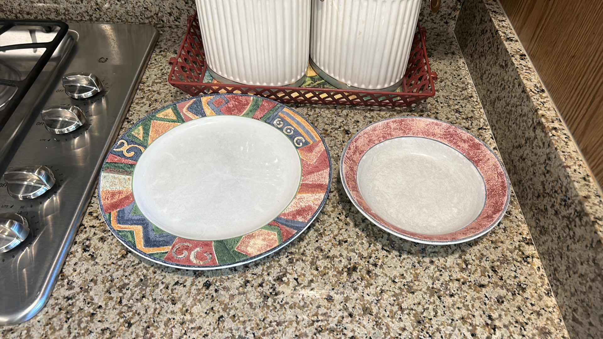 Photo 1 of CONTENTS OF KITCHEN CABINET AND COUNTERTOP DISHES AND GLASSWARE