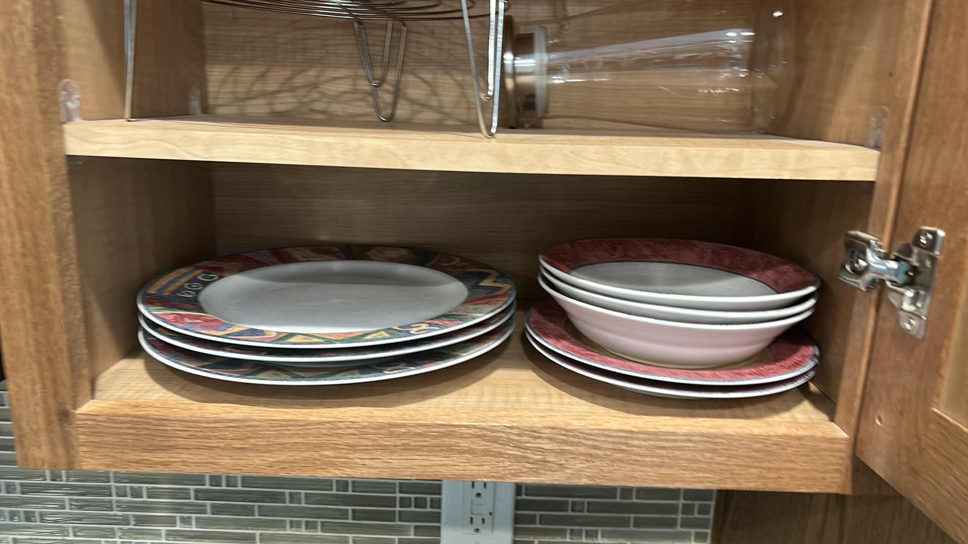 Photo 1 of CONTENTS OF KITCHEN CABINET AND COUNTERTOP DISHES AND GLASSWARE