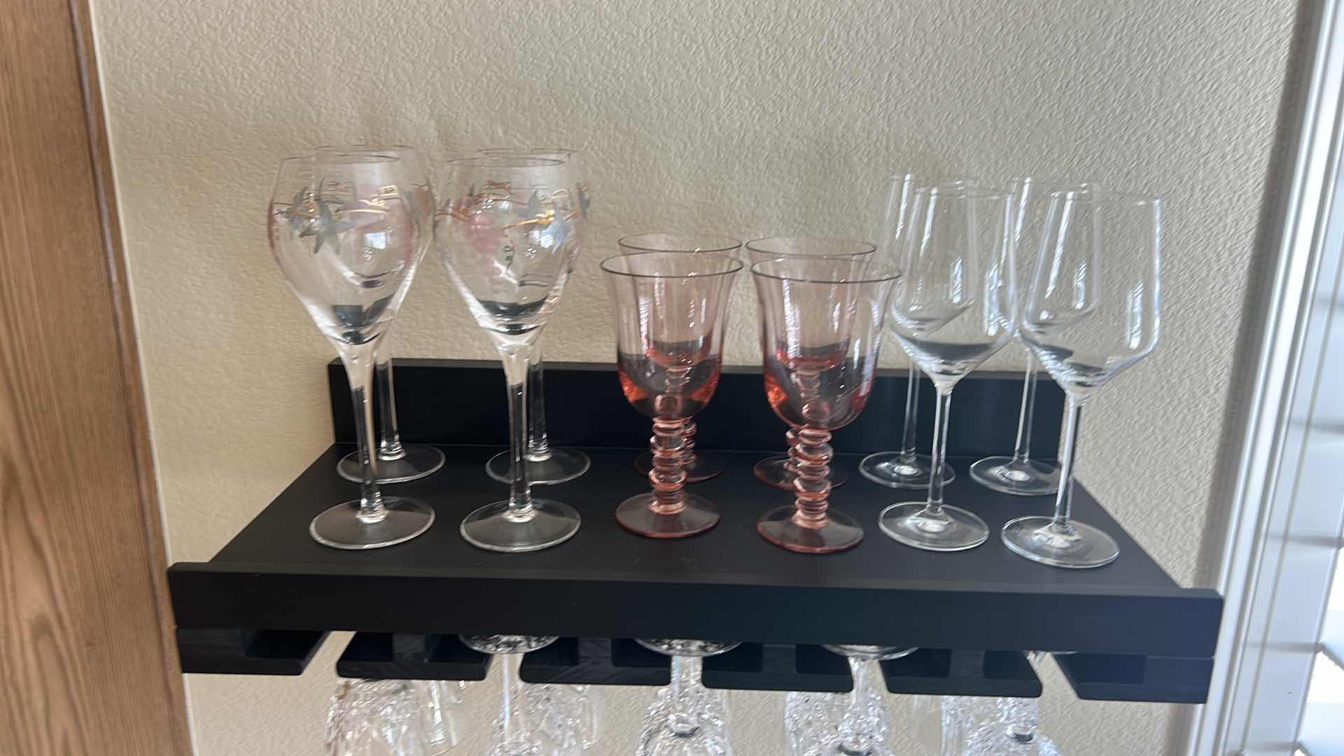 Photo 1 of WOOD WINE RACK WITH STEMWARE 24 1/2