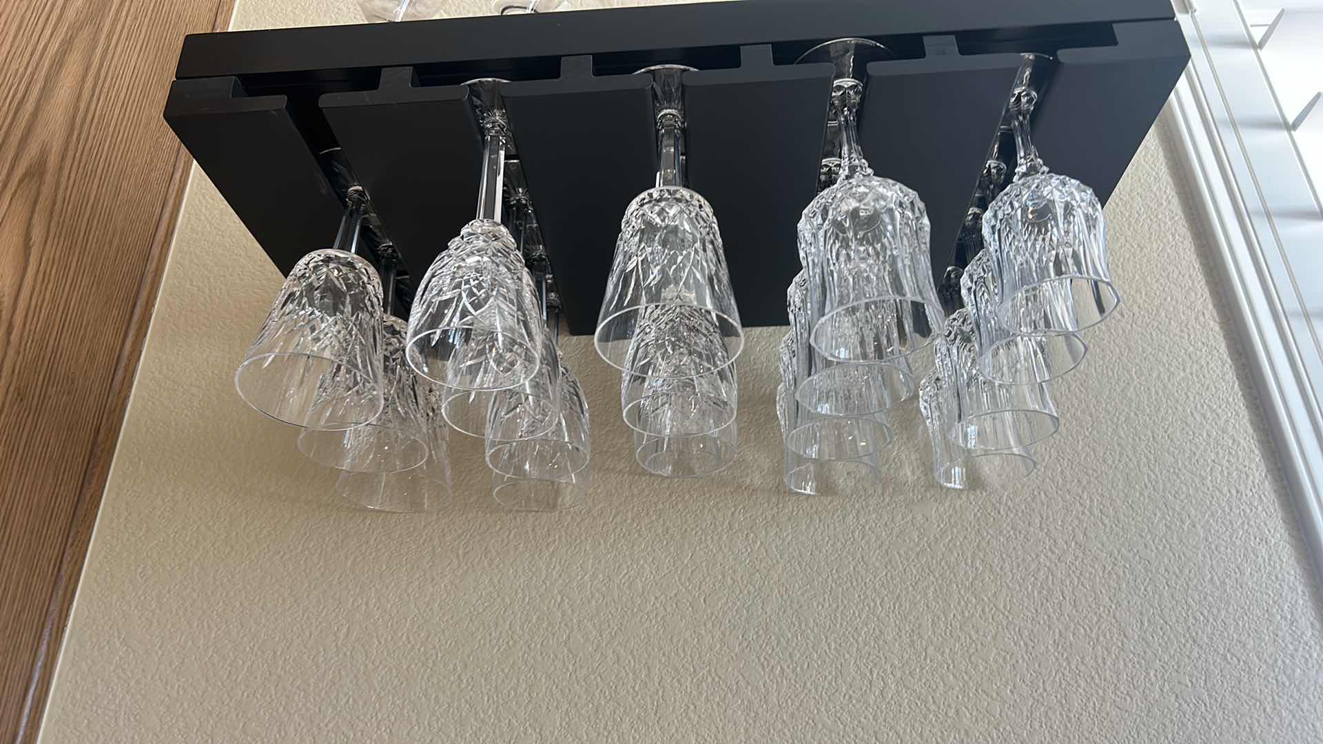 Photo 1 of WOOD WINE RACK WITH STEMWARE 24 1/2