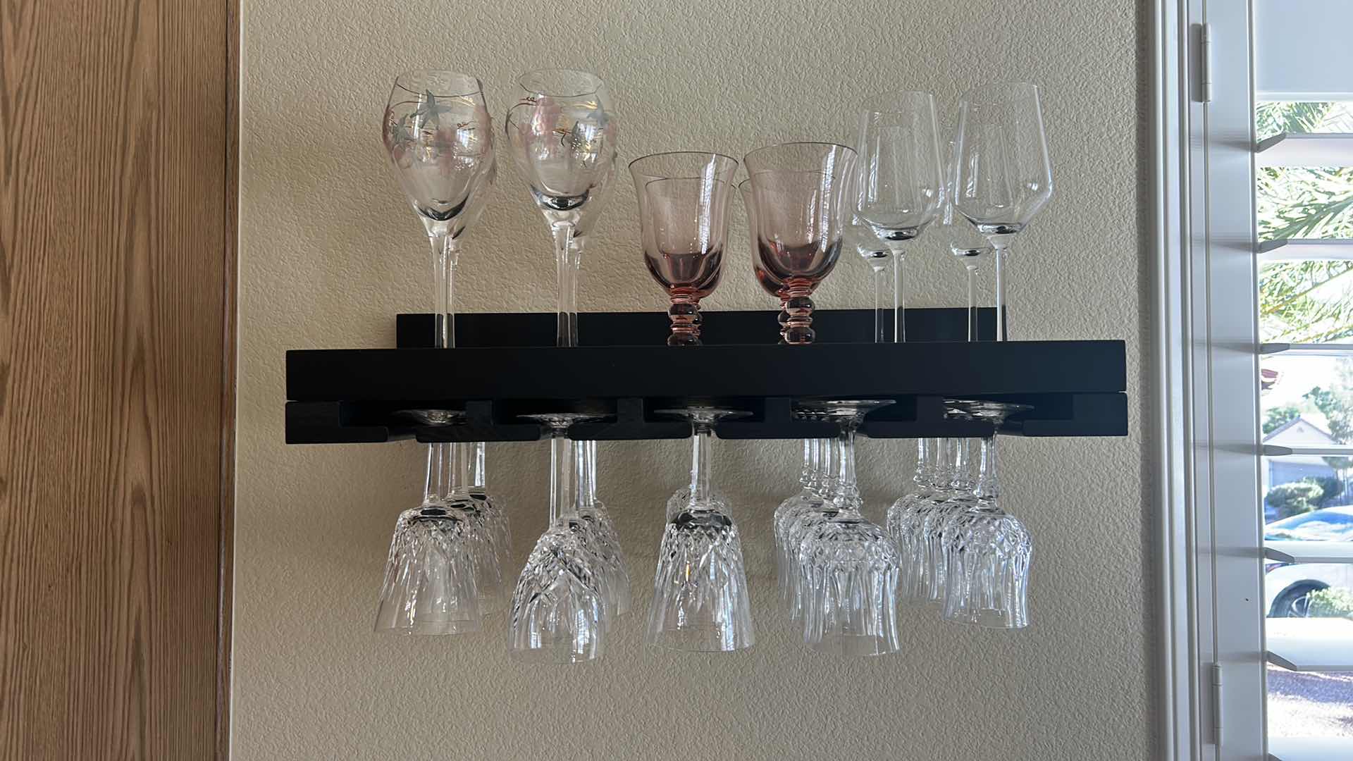 Photo 1 of WOOD WINE RACK WITH STEMWARE 24 1/2