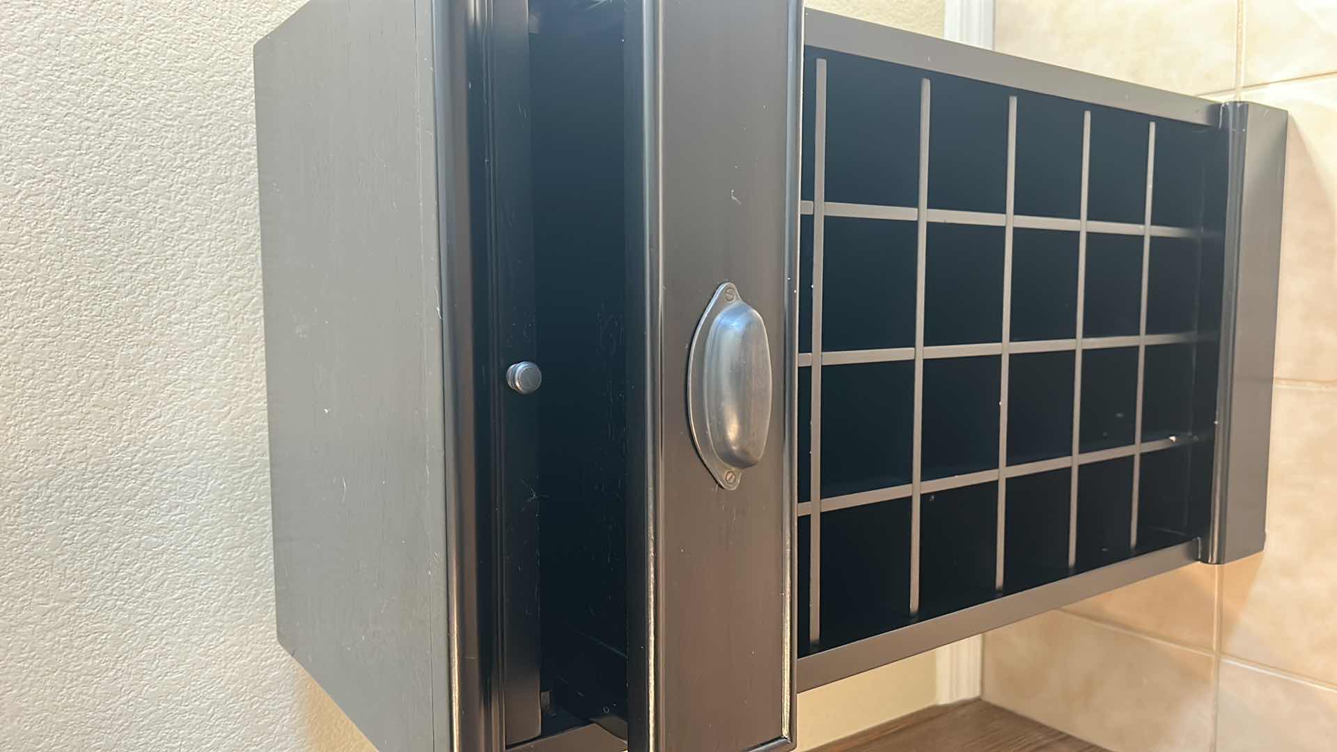 Photo 1 of BLACK WOOD WINE STORAGE CABINET 18” x 13 1/2” x 36”