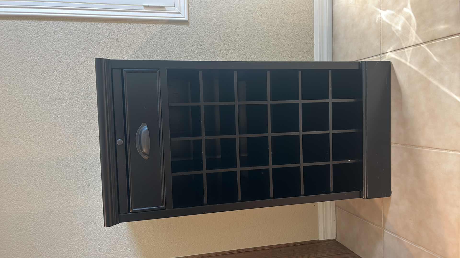 Photo 1 of BLACK WOOD WINE STORAGE CABINET 18” x 13 1/2” x 36”