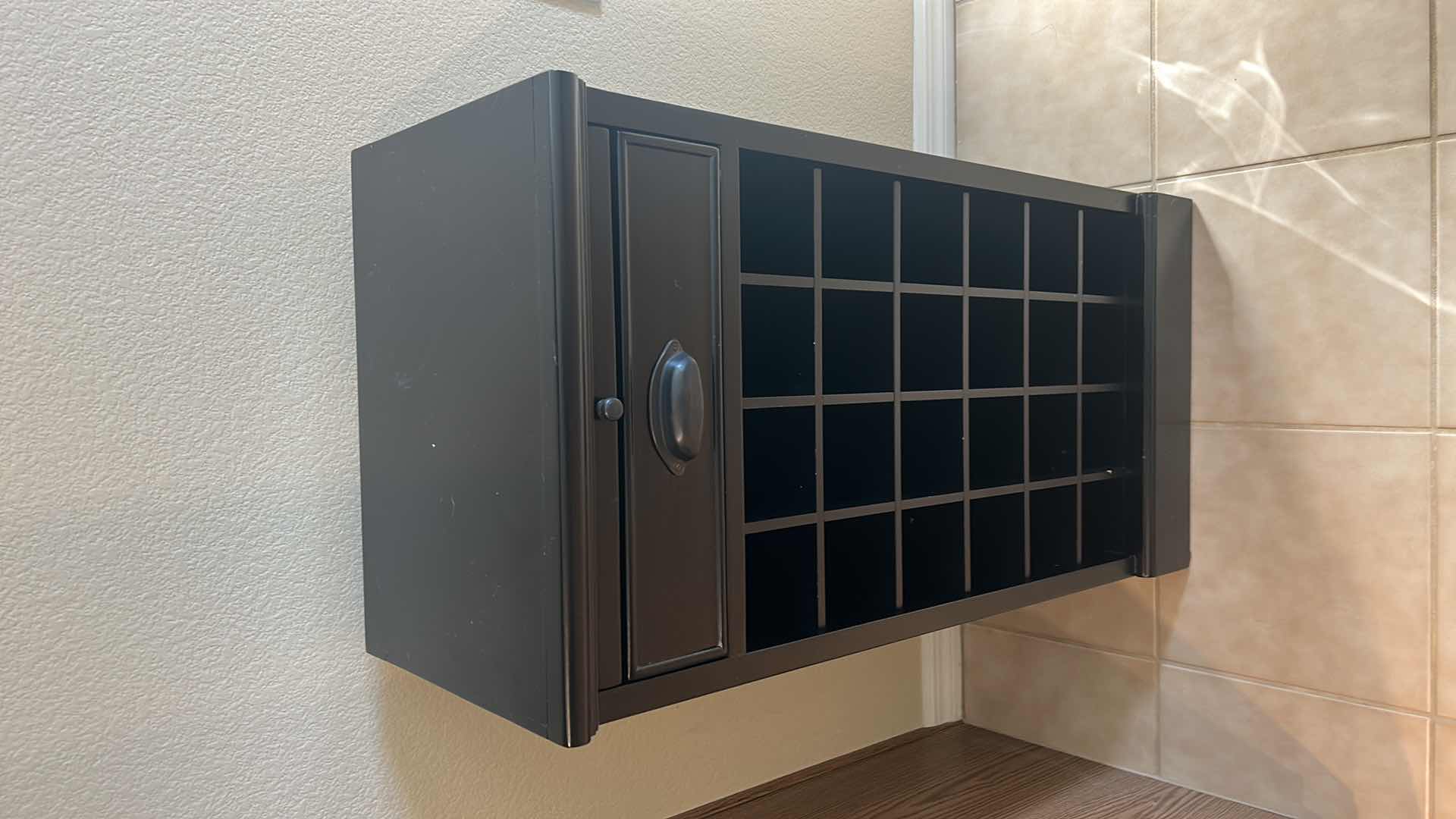 Photo 1 of BLACK WOOD WINE STORAGE CABINET 18” x 13 1/2” x 36”