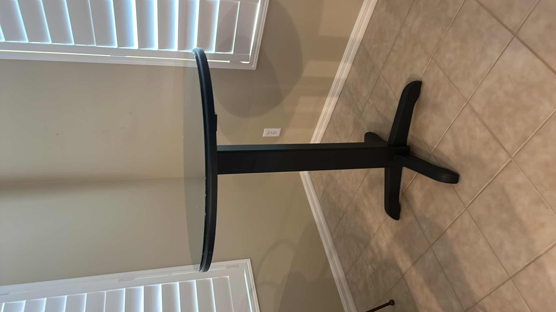 Photo 3 of BLACK PUB TABLE WITH GLASS TOP 36" H 42"