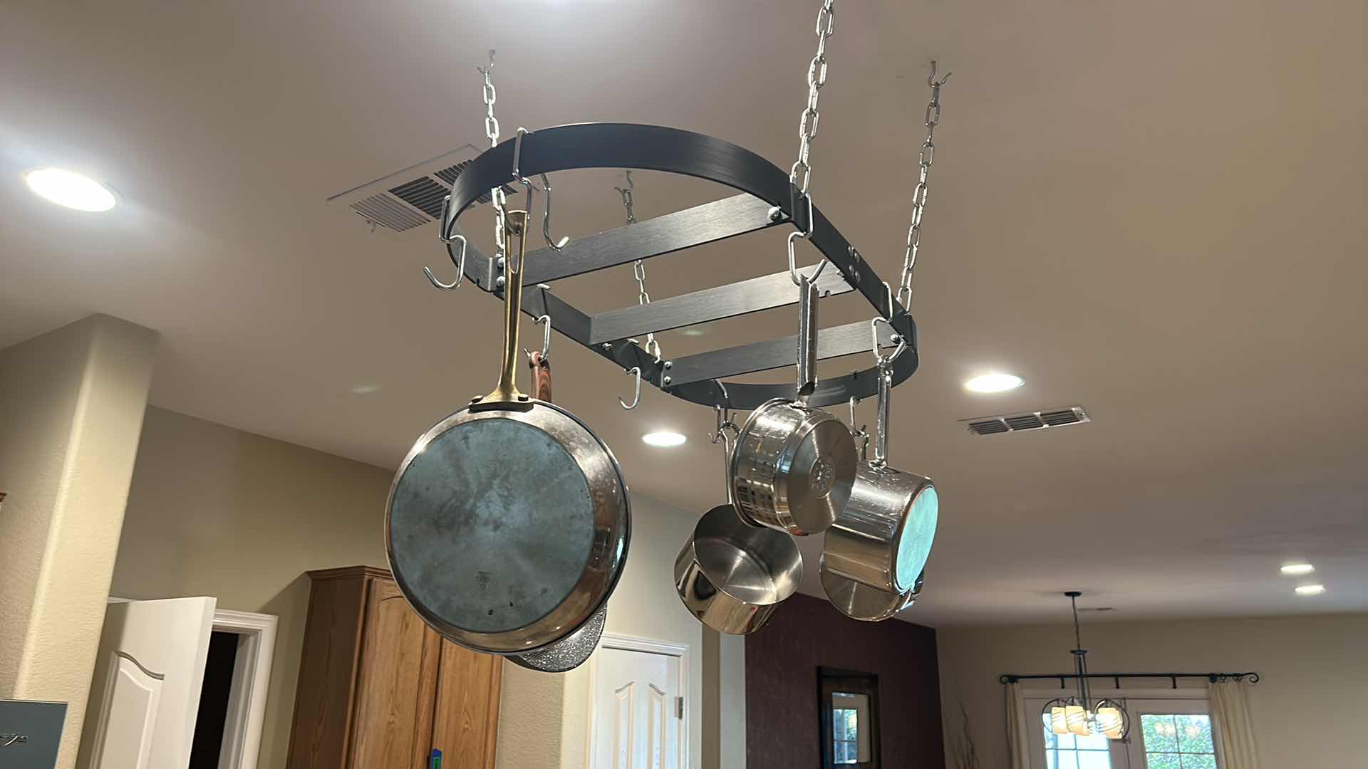 Photo 1 of POT RACK WITH POTS AND PANS