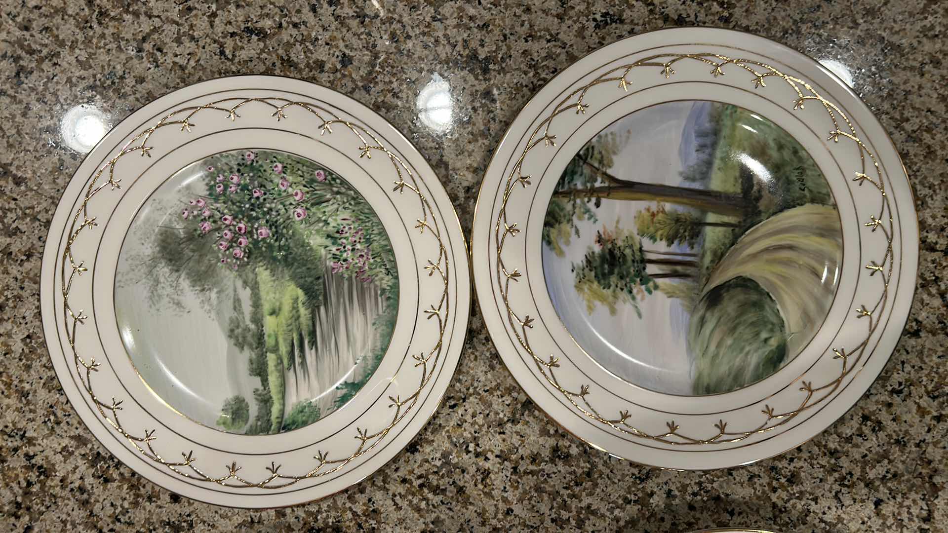 Photo 1 of SET OF FOUR PORCELAIN PLATES 24K GOLD ETCHING