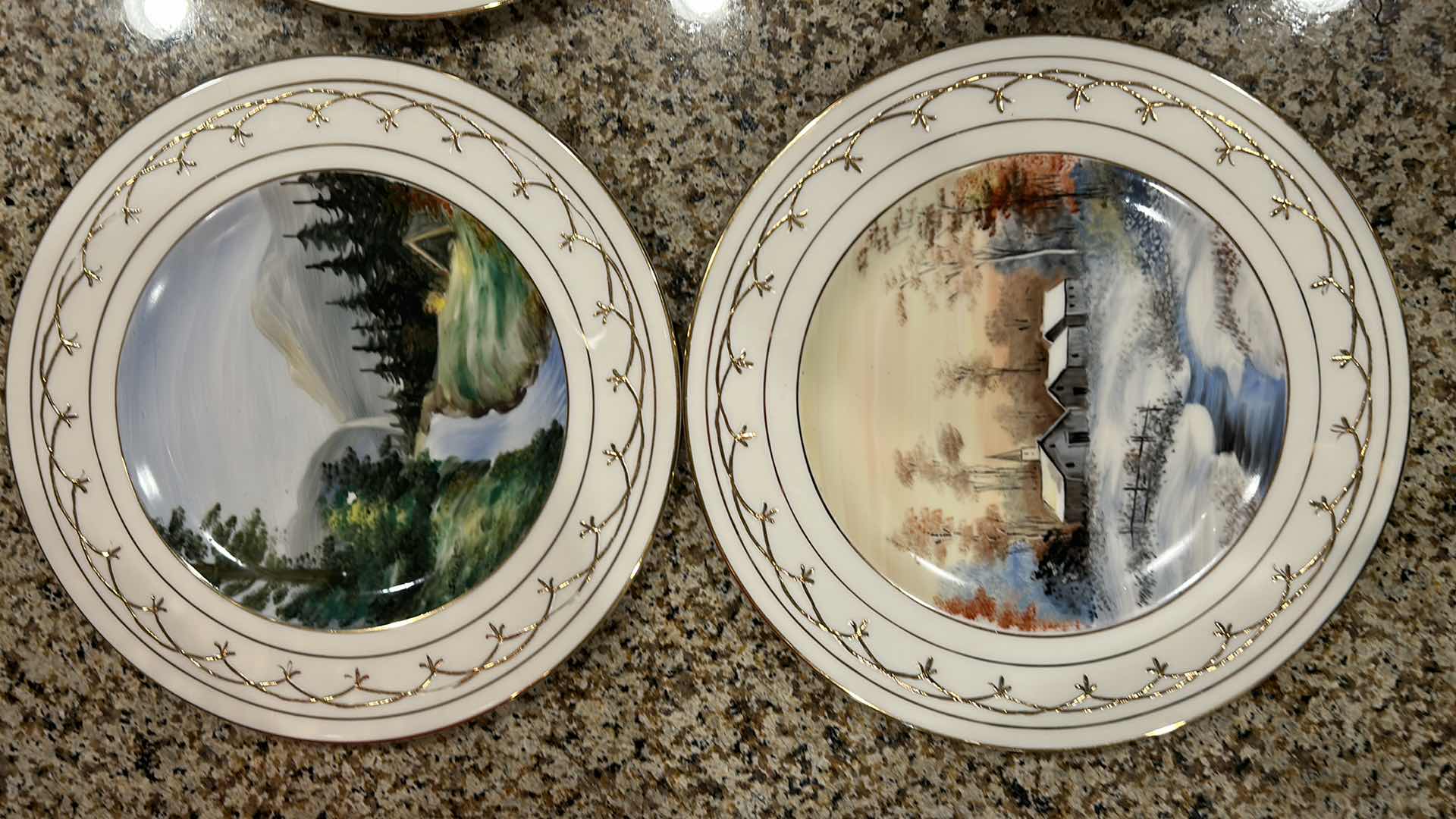 Photo 1 of SET OF FOUR PORCELAIN PLATES 24K GOLD ETCHING