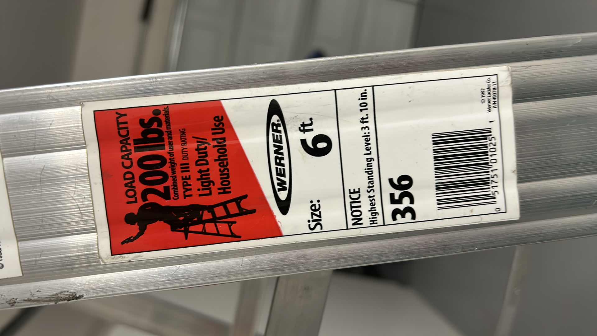 Photo 4 of WERNER 6' ALUMINUM LADDER 200LB LIMIT