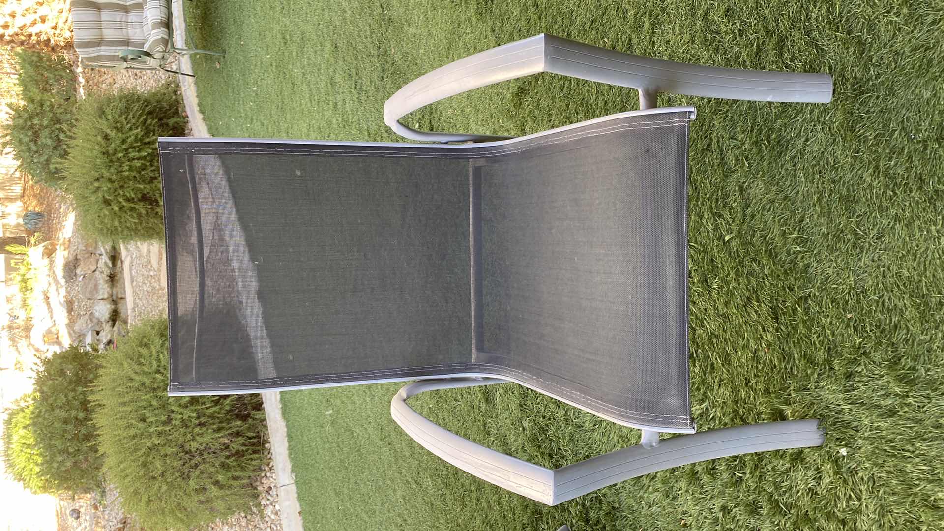 Photo 1 of 7-PIECE ALUMINUM TABLE AND CHAIR SET WITH GLASS TOP 71“ x 42” H 27”