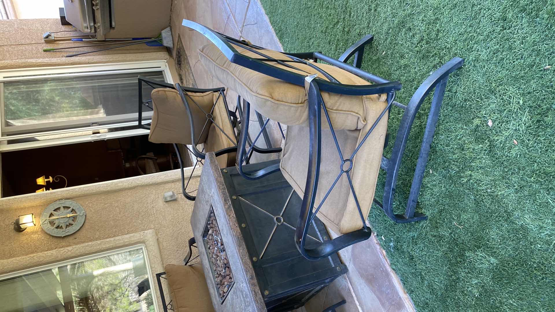 Photo 1 of 5 PIECE PATIO SET 4 CHAIRS AND FIREPIT UNTESTED