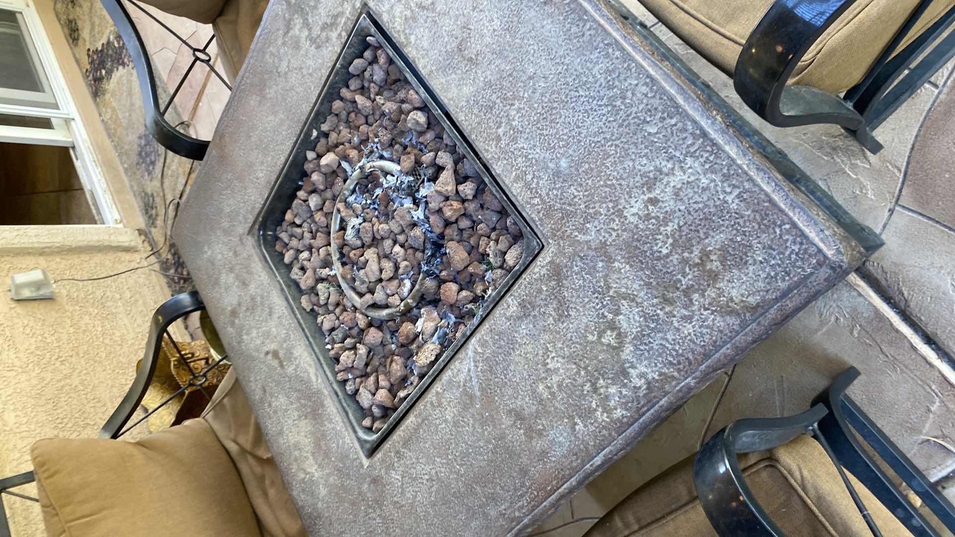 Photo 1 of 5 PIECE PATIO SET 4 CHAIRS AND FIREPIT UNTESTED