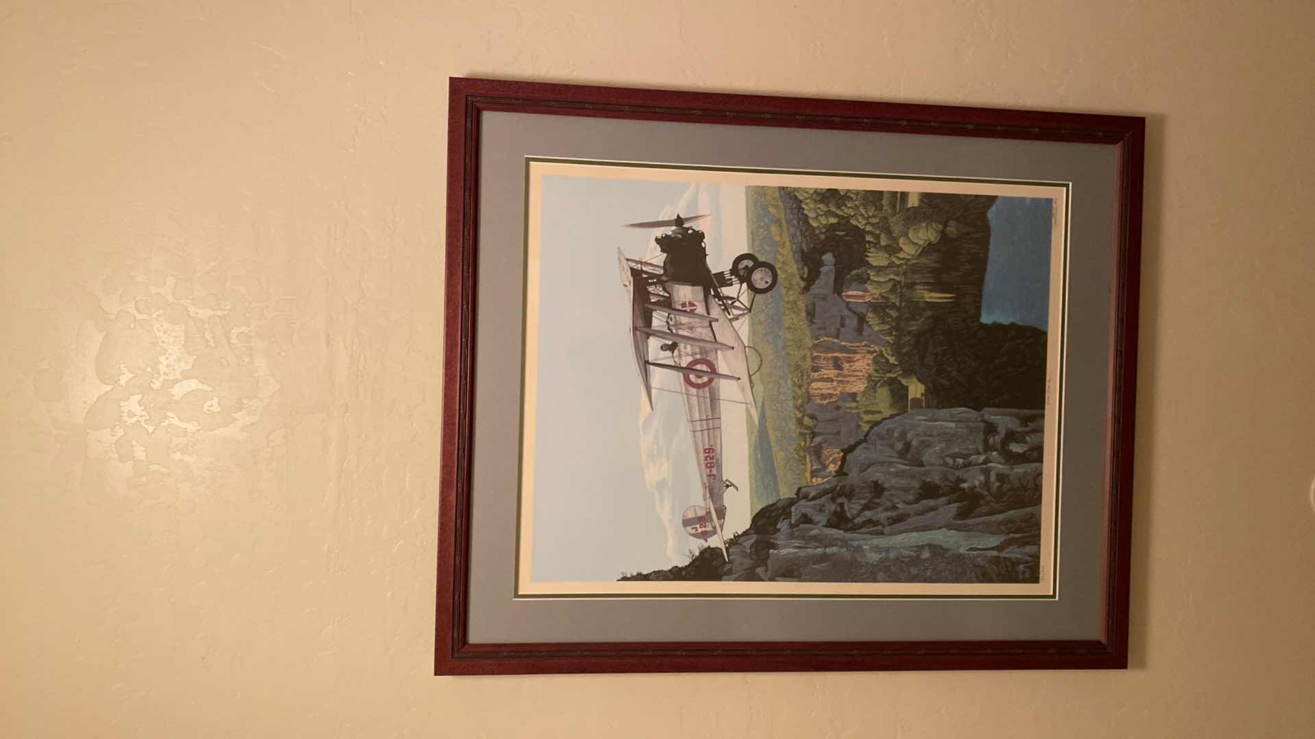 Photo 1 of FRAMED 1977 SIGNED REALIST SERIGRAPH “OVER FRANCE “ 176/200 BY DALLAS JOHN ARTWORK