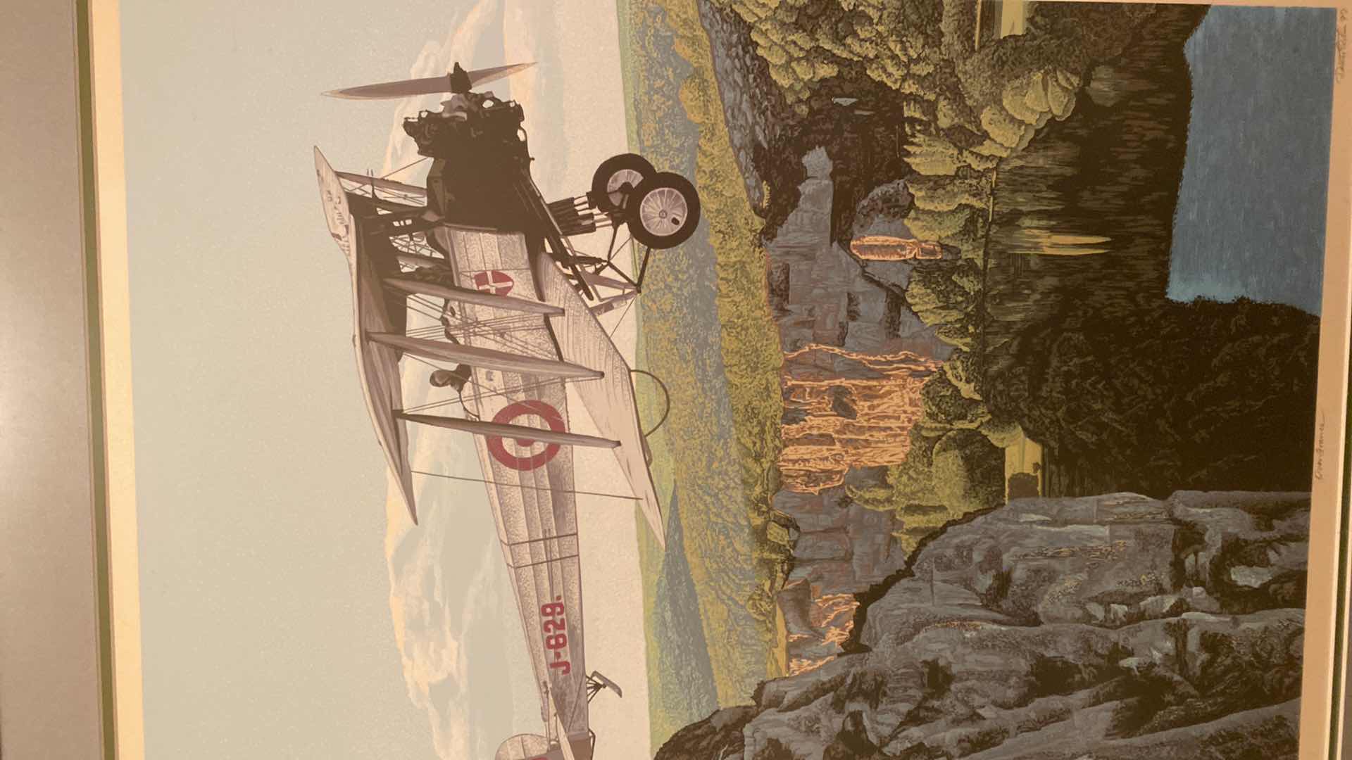 Photo 1 of FRAMED 1977 SIGNED REALIST SERIGRAPH “OVER FRANCE “ 176/200 BY DALLAS JOHN ARTWORK