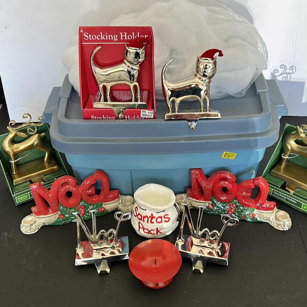 Photo 1 of TOTE OF CHRISTMAS DECORATIONS