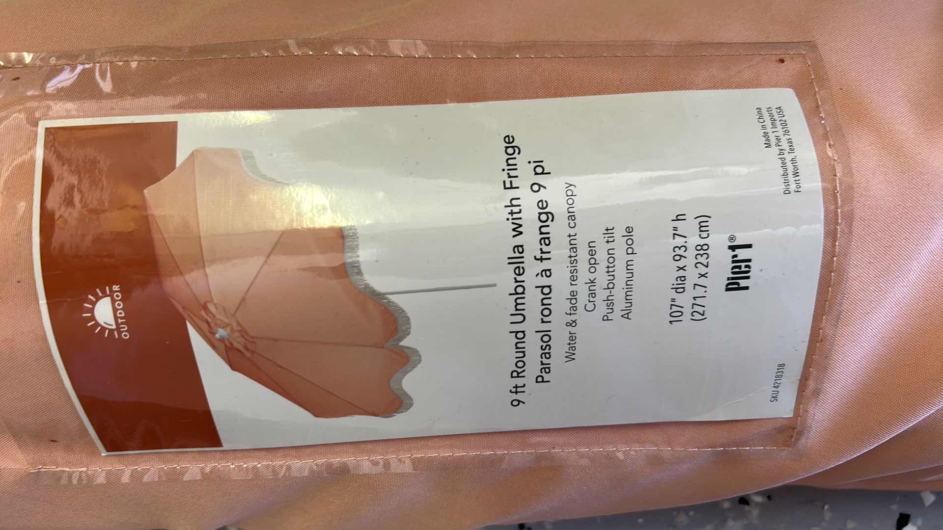 Photo 1 of PIER ONE 9' PEACH UMBRELLA