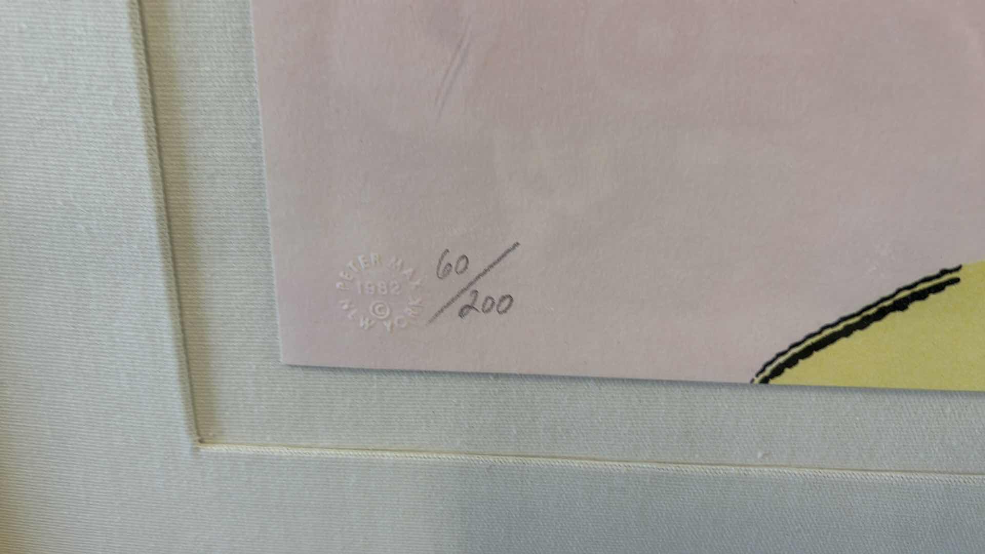 Photo 1 of ARTIST SIGNED PETER MAX LITHOGRAPH “IN HORIZON” AND NUMBERED 60/200 ARTWORK 41” x 32 1/2”