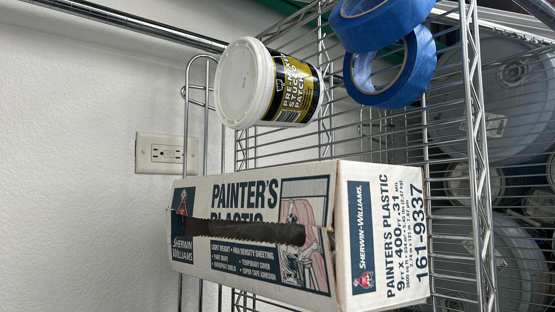 Photo 1 of CONTENTS OF 2 SHELVES-PAINTING SUPPLIES (SHELVING UNIT NOT INCLUDED)