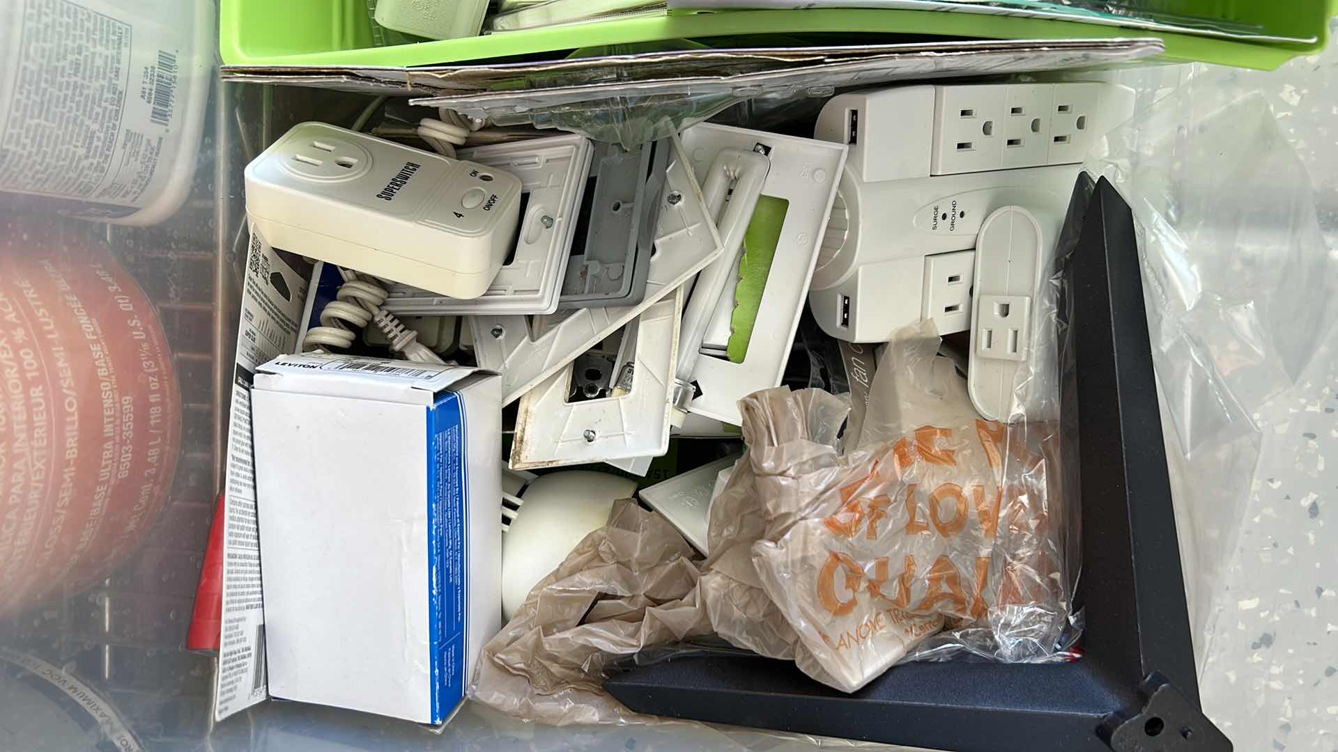 Photo 1 of LARGE TOTE FULL OF BULBS AND ELECTRICAL