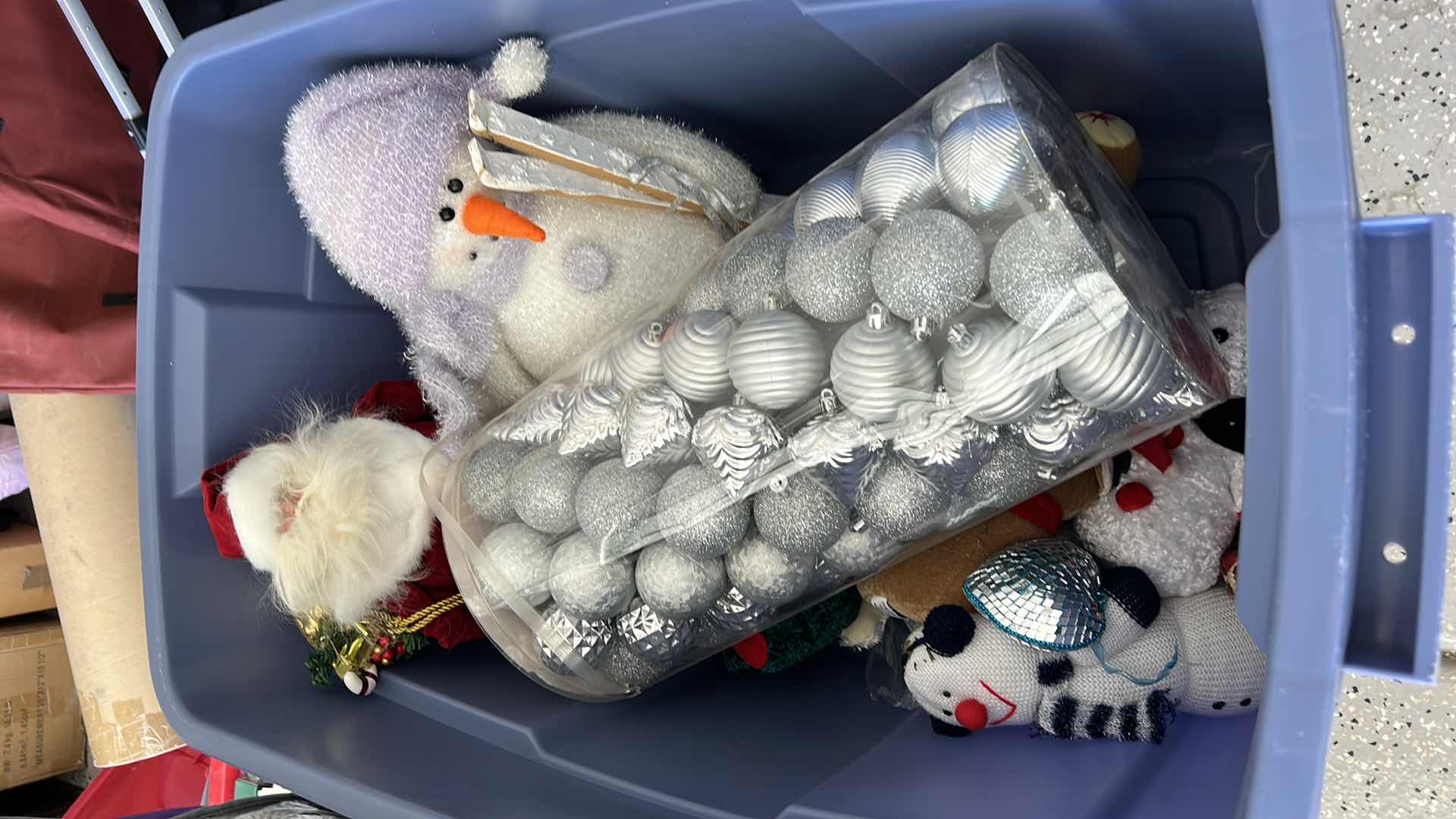 Photo 1 of TOTE FULL OF CHRISTMAS DECORATIONS