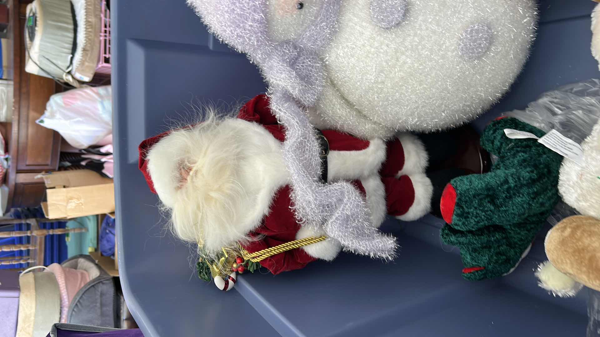 Photo 1 of TOTE FULL OF CHRISTMAS DECORATIONS