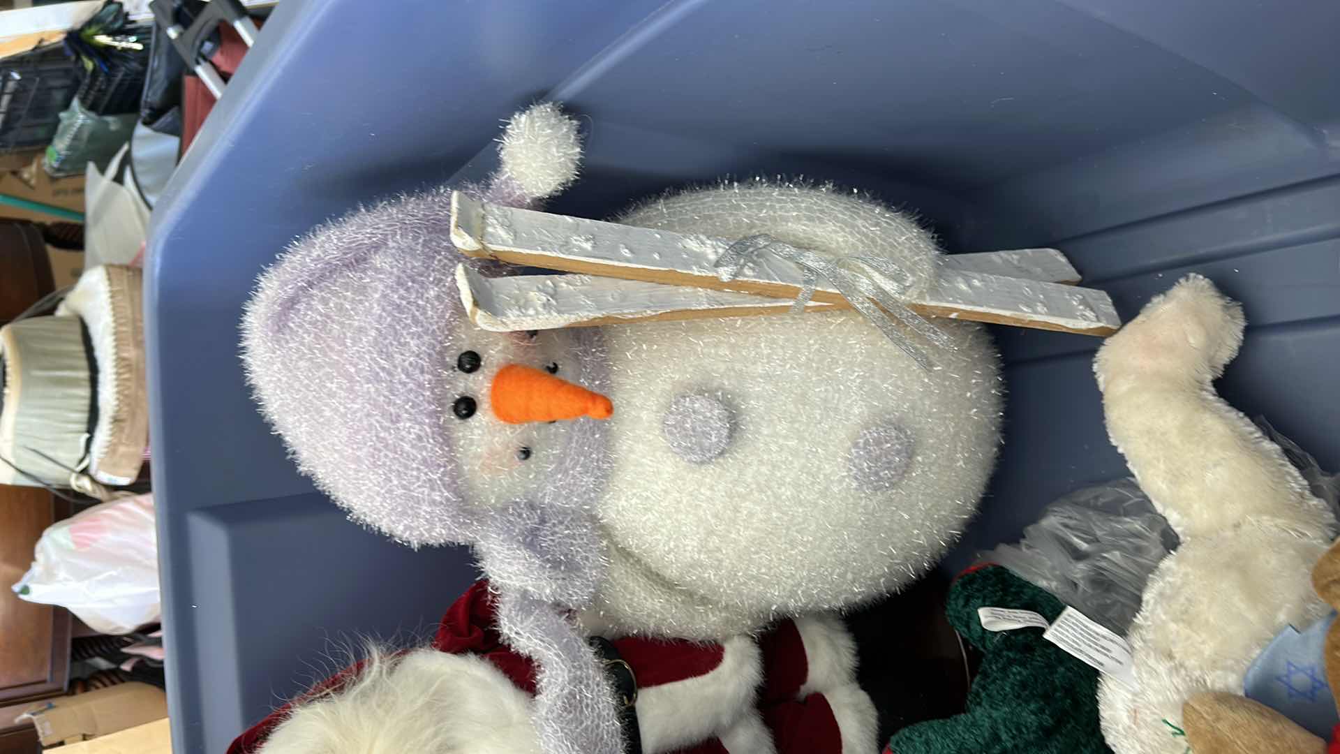 Photo 1 of TOTE FULL OF CHRISTMAS DECORATIONS