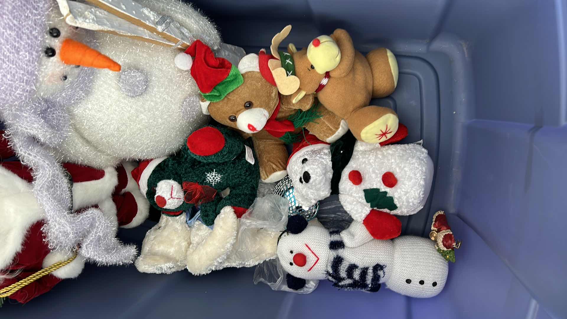 Photo 1 of TOTE FULL OF CHRISTMAS DECORATIONS