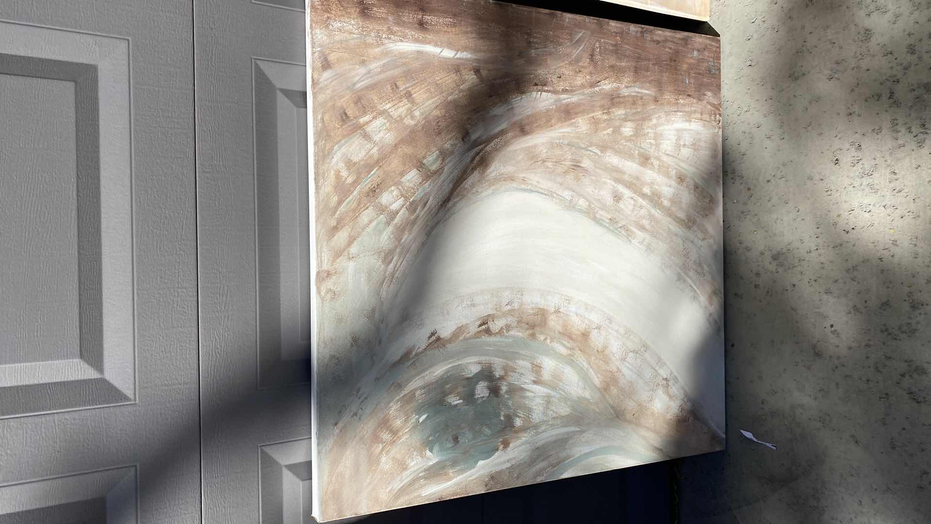 Photo 1 of 2 WRAPPED CANVAS CONTEMPORARY ARTWORK 24” X 48” AND 36” X 36”