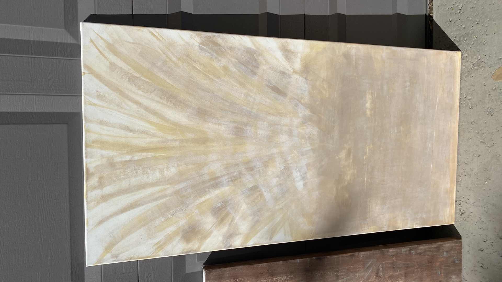 Photo 1 of 2 WRAPPED CANVAS CONTEMPORARY ARTWORK 24” X 48” AND 36” X 36”