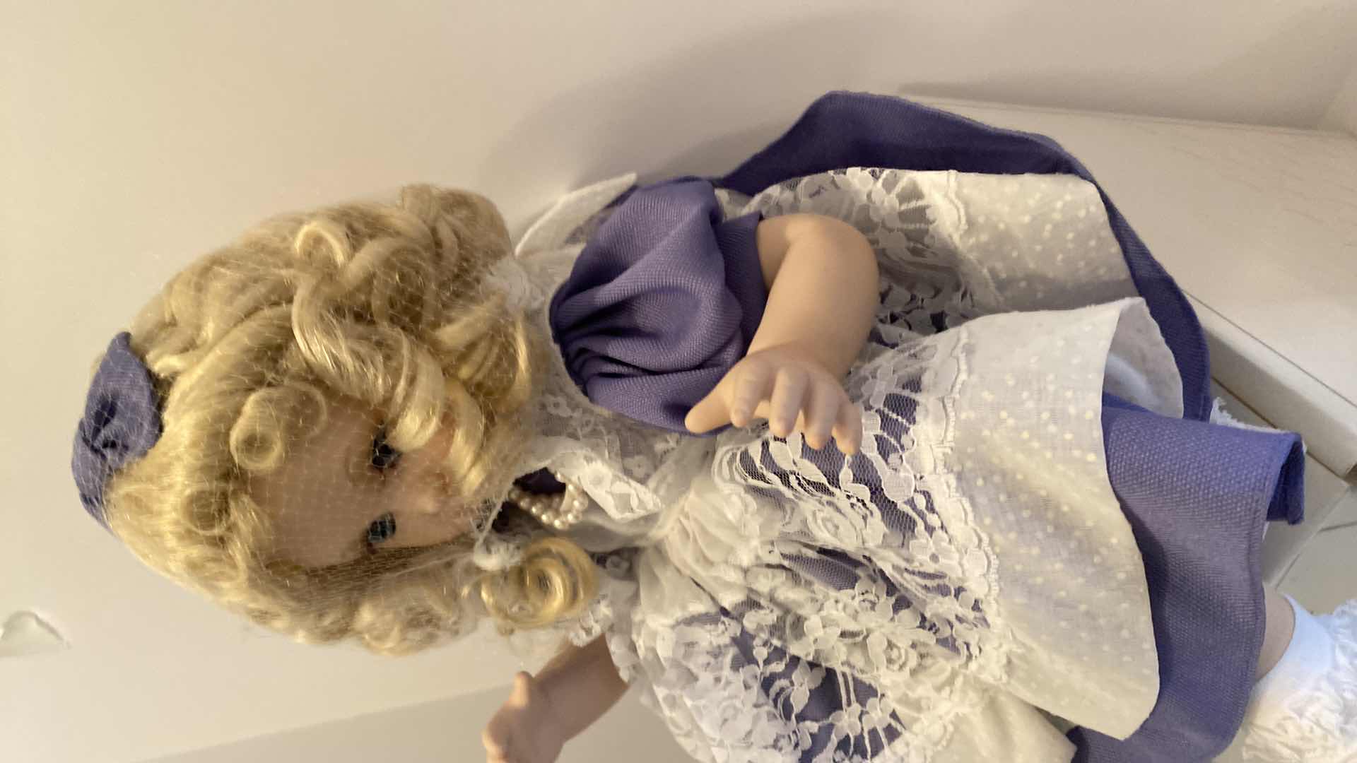 Photo 4 of MARIE OSMOND FINE PORCELAIN SEATED BLOND GIRL DOLL AND BOYDS BEAR COLLECTIBLES DOLL H 15” $60