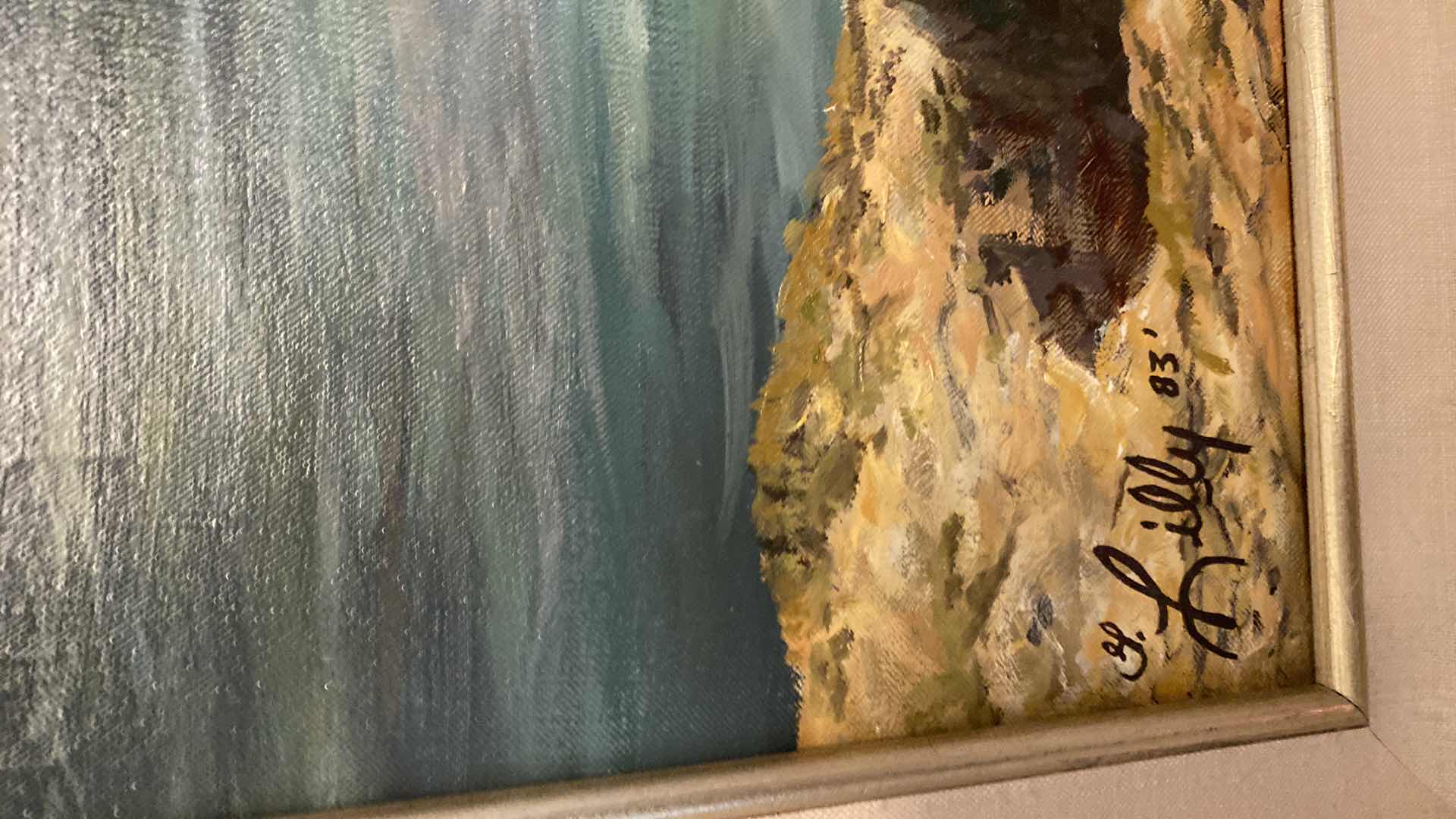 Photo 1 of FRAMED SIGNED LANDSCAPE BY G. LILLY 1983 ARTWORK 39” x 46”