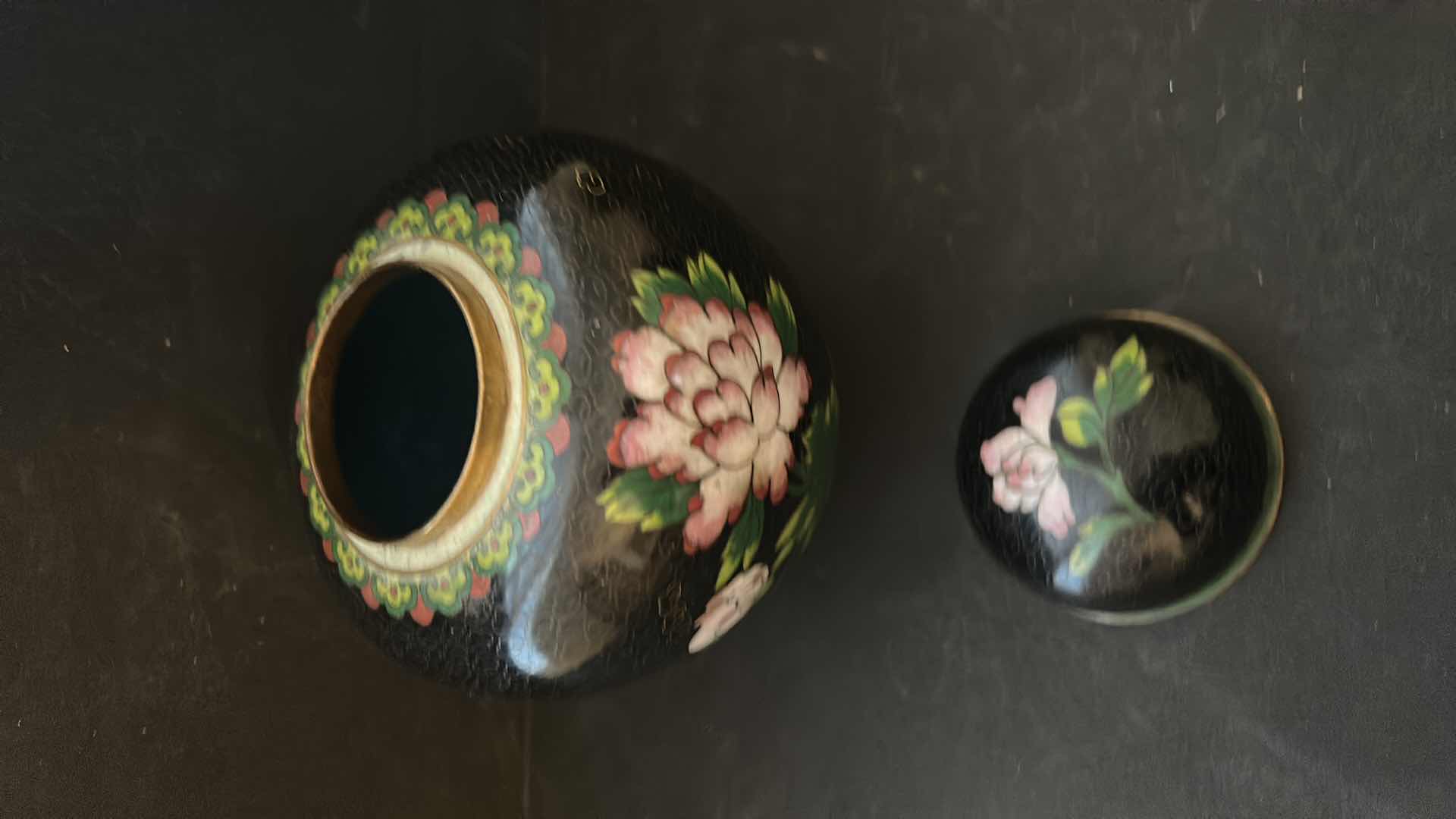 Photo 1 of METAL ENAMELED GINGER JAR 5.5”