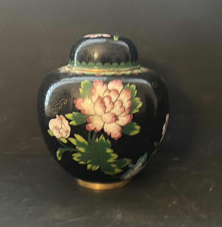 Photo 1 of METAL ENAMELED GINGER JAR 5.5”