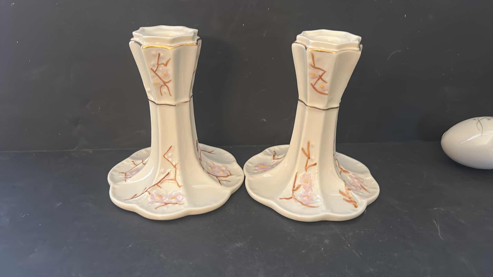 Photo 1 of PORCELAIN ASSORTMENT LENOX AND BELLEEK CANDLE HOLDERS 43/4”